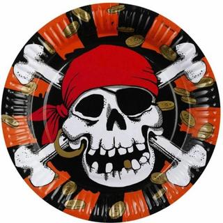 amscan Piratenflagge Teller, Papier 8erPack  
