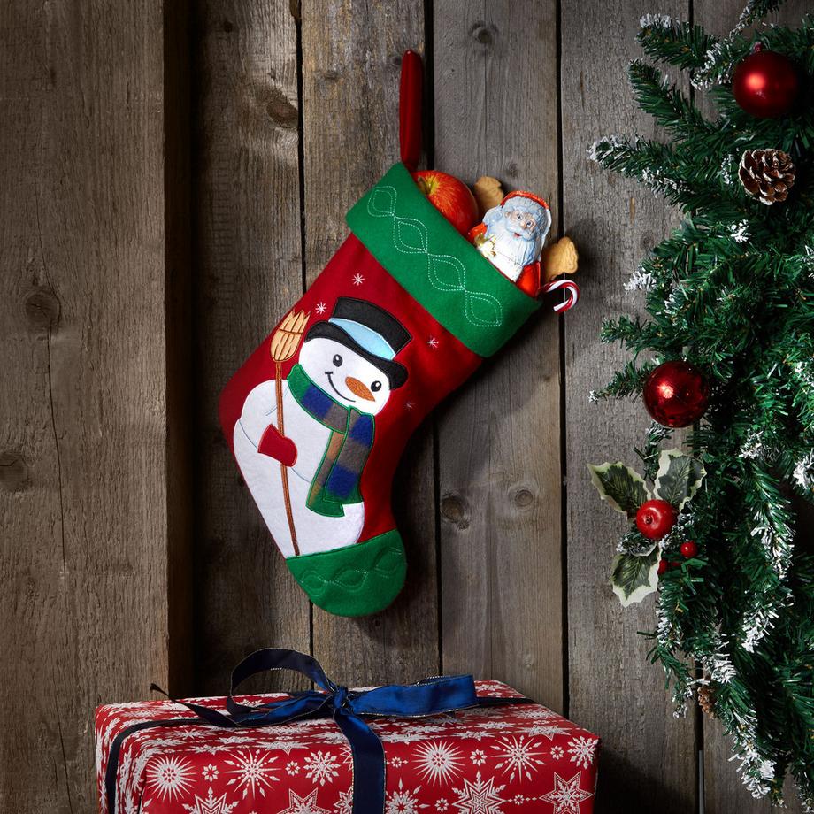 Tectake  Calza di San Nicola Con disegno di pupazzo di neve Da riempire 