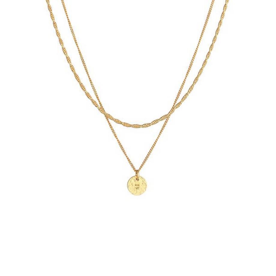 Elli  Halskette Layer Kordel Plättchen 