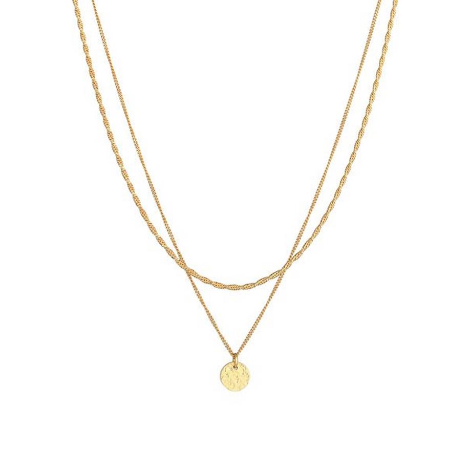 Elli  Halskette Layer Kordel Plättchen 