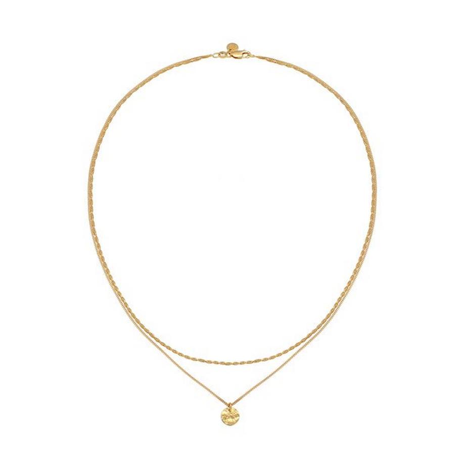 Elli  Halskette Layer Kordel Plättchen 