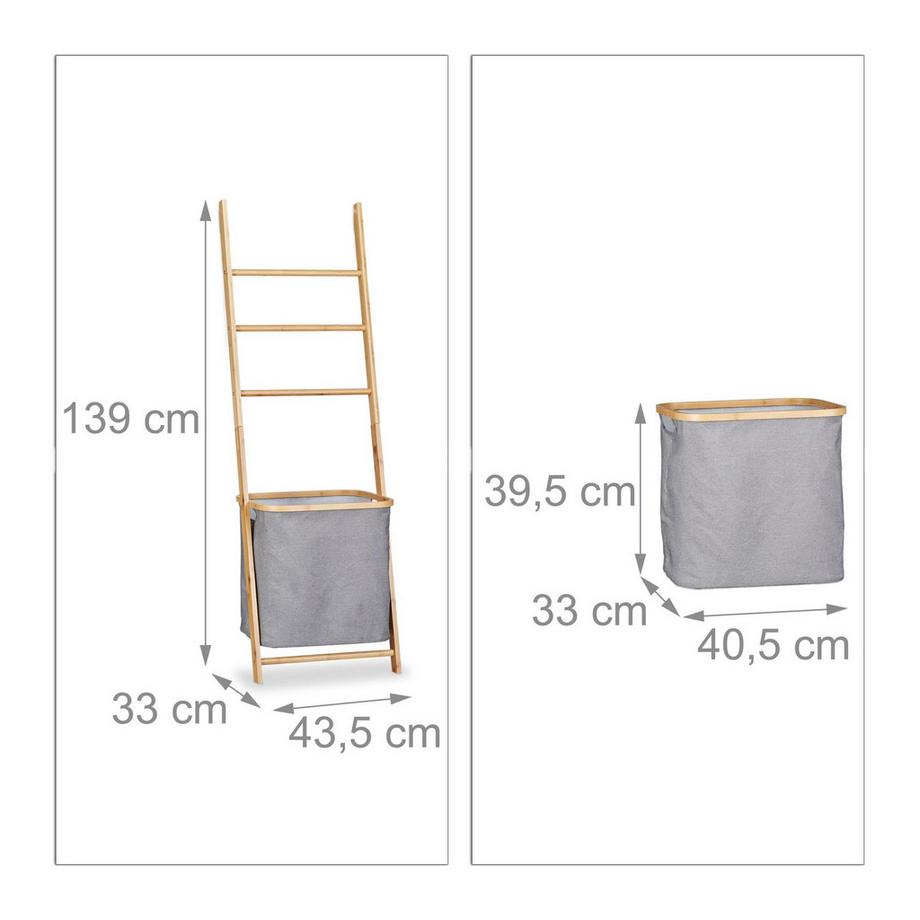 B2X  Porte-serviettes en bambou avec panier à linge 