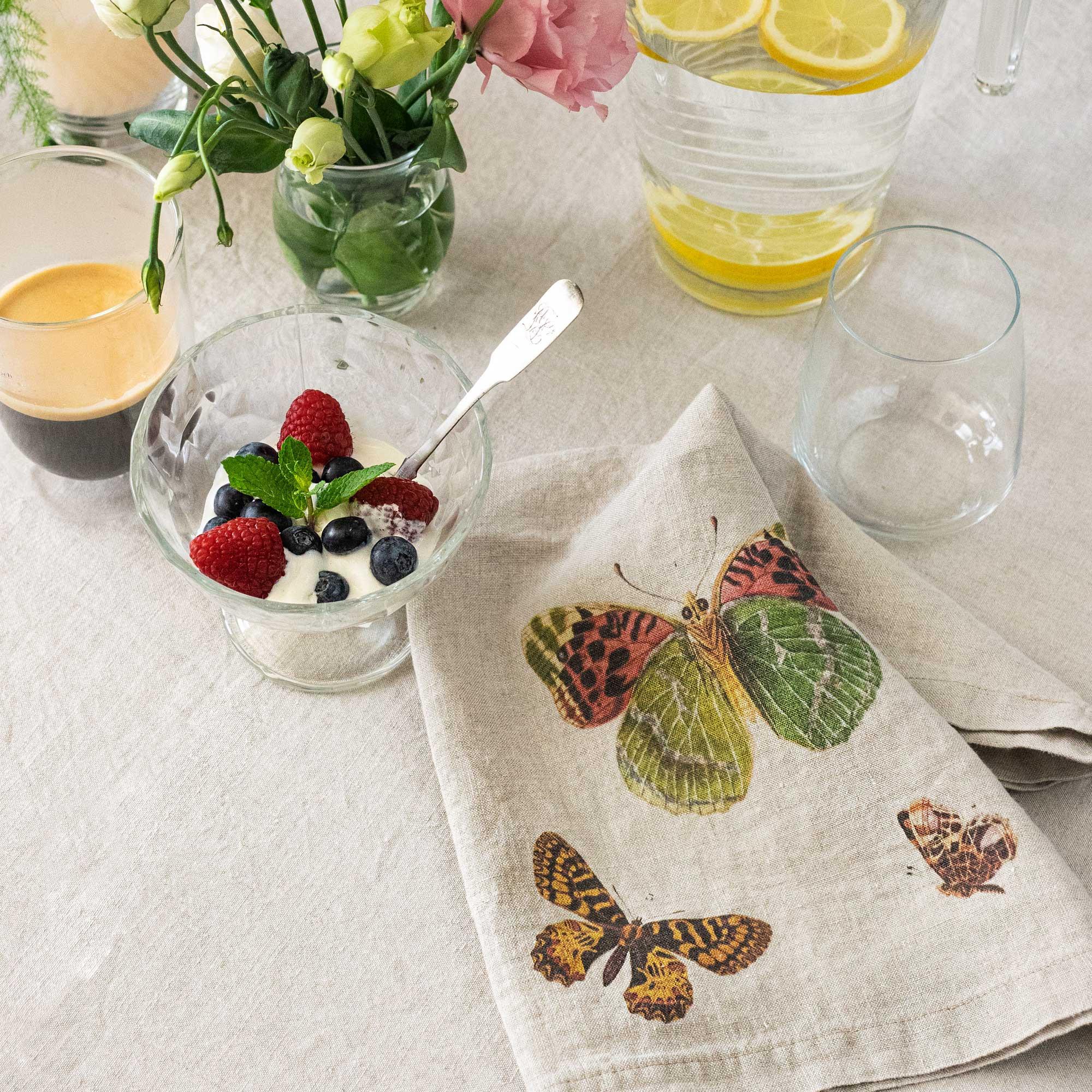 Linoroom Lot de 6 serviettes Papillons volants  