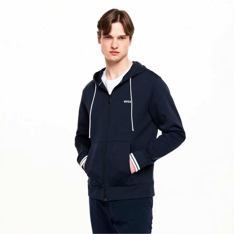 BOSS Veste à capuche zippée avec stretch  