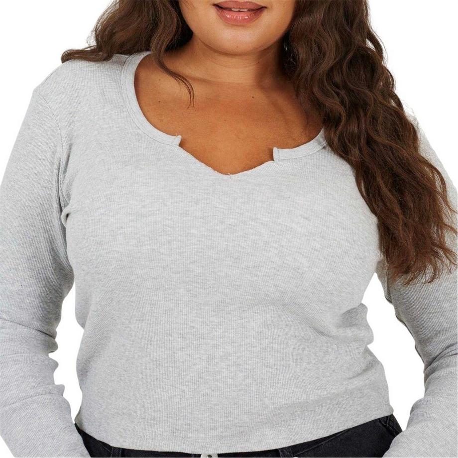Brave Soul T-Shirt Manches Longues avec Entaille au Col  