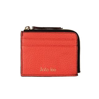 Kate Lee  Porte-cartes avec porte-monnaie zippé en cuir Alois couleur corail 