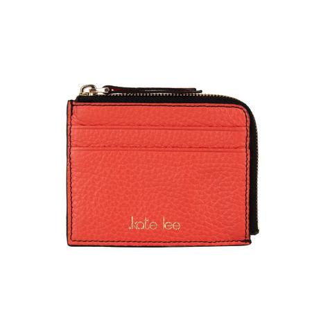 Kate Lee  Porte-cartes avec porte-monnaie zippé en cuir Alois couleur corail 