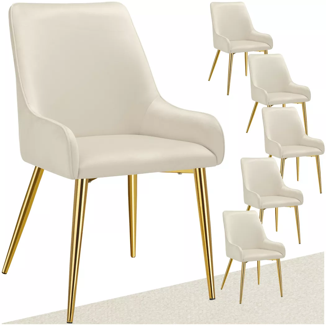 Tectake - Chaise rembourrée Avane en velours rembourré, 6 Stück, Beige