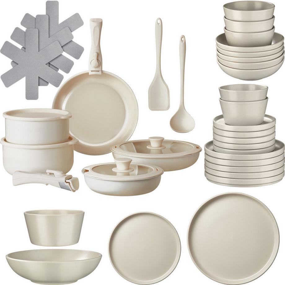 Set iniziale da cucina Una/Genova Set di stoviglie in gres, smaltate