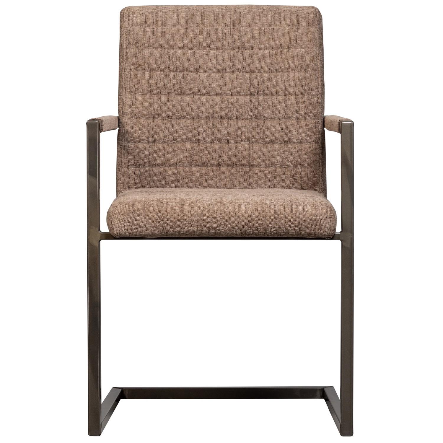 mutoni Chaise cantilever avec accoudoirs Bas en tissu tressé marron chiné  