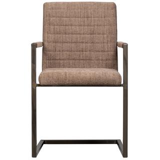 mutoni Chaise cantilever avec accoudoirs Bas en tissu tressé marron chiné  