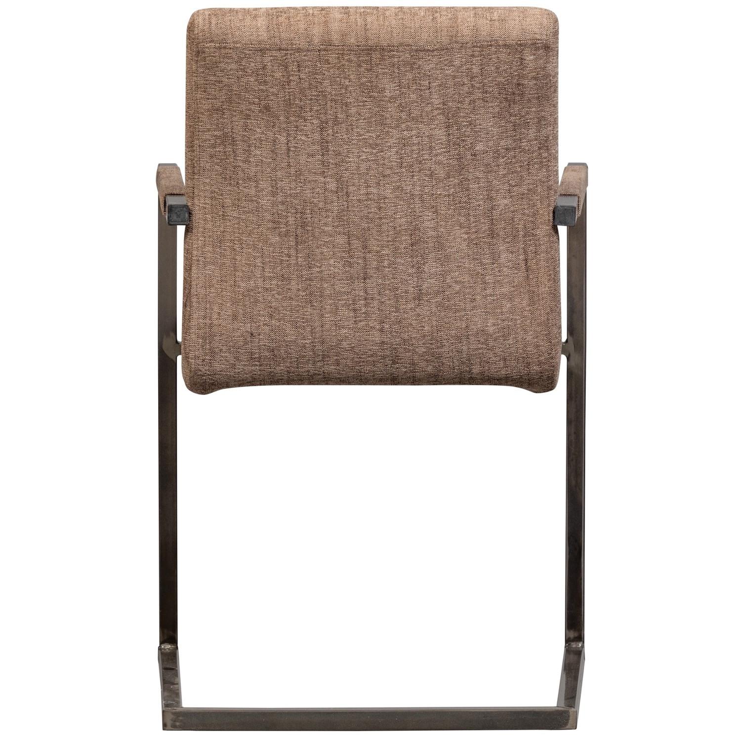 mutoni Chaise cantilever avec accoudoirs Bas en tissu tressé marron chiné  