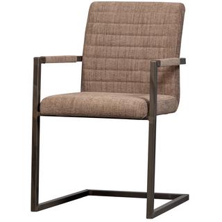 mutoni Chaise cantilever avec accoudoirs Bas en tissu tressé marron chiné  