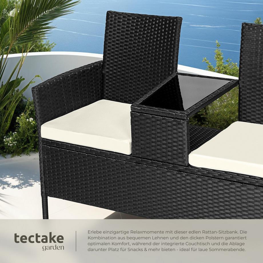Tectake Rattan Gartensitzbank Narbonne 2-Sitzer widerstandsfähig  