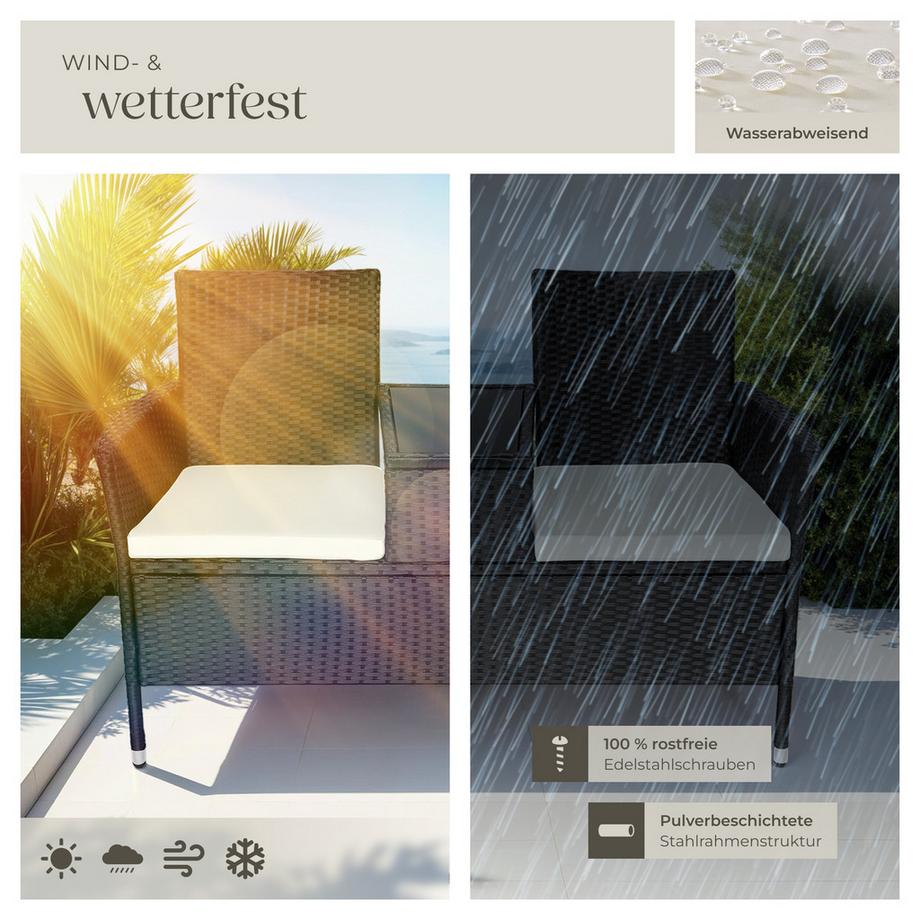 Tectake Rattan Gartensitzbank Narbonne 2-Sitzer widerstandsfähig  