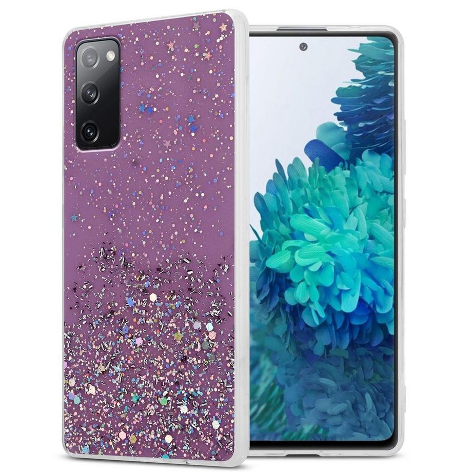 Housse compatible avec Samsung Galaxy S20 FE - Coque de protection en silicone TPU flexible avec paillettes scintillantes