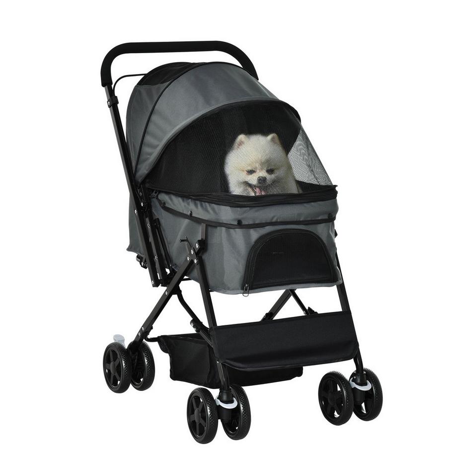 Northio  Hundebuggy Eleganter Hundewagen Für Kleine Hunde & Katzen, Pet Stroller, Katzenbuggy, Oxford, Dunkelgrau, 76,5X52X95Cm 