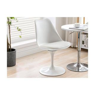 Vente-unique Lot de 6 chaises en polypropylène, tissu et métal - Blanc - XAFY  