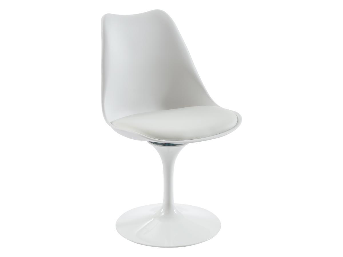 Vente-unique Lot de 6 chaises en polypropylène, tissu et métal - Blanc - XAFY  