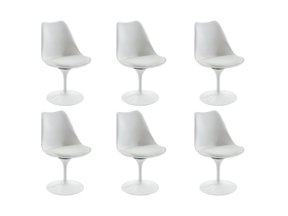 Vente-unique Lot de 6 chaises en polypropylène, tissu et métal - Blanc - XAFY  