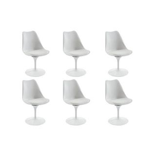 Vente-unique Lot de 6 chaises en polypropylène, tissu et métal - Blanc - XAFY  