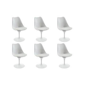 Lot de 6 chaises en polypropylène, tissu et métal - Blanc - XAFY