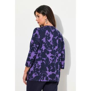 Ulla Popken  Shirt, Blüten, V-Ausschnitt, 3/4-Arm 