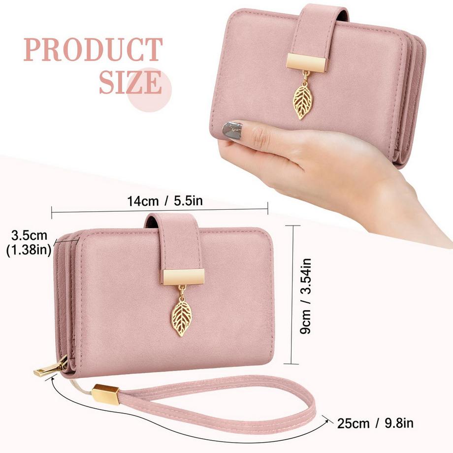 Only-bags.store Portafoglio in pelle con molti scomparti Protezione RFID 18 fessure per carte Catena con cerniera e cordino  