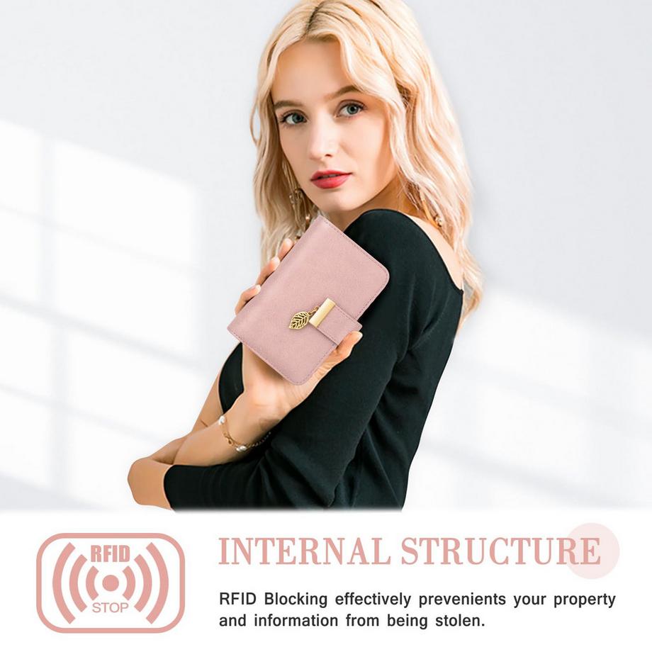 Only-bags.store Portafoglio in pelle con molti scomparti Protezione RFID 18 fessure per carte Catena con cerniera e cordino  