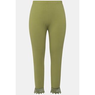 Ulla Popken  Leggings a 7/8 in cotone biologico con orli di pizzo 