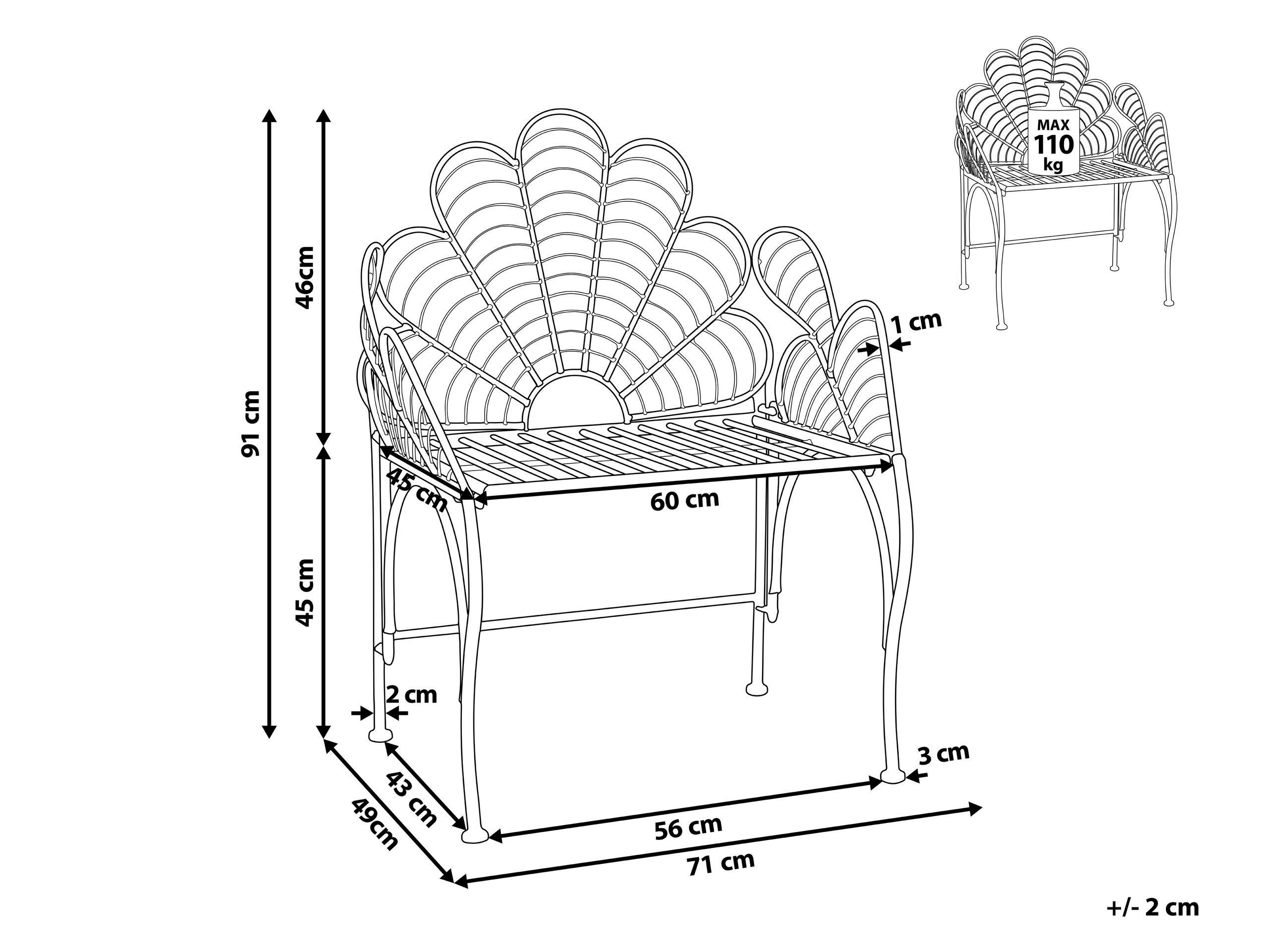 Beliani Chaise de jardin en Métal Rétro LIGURIA  