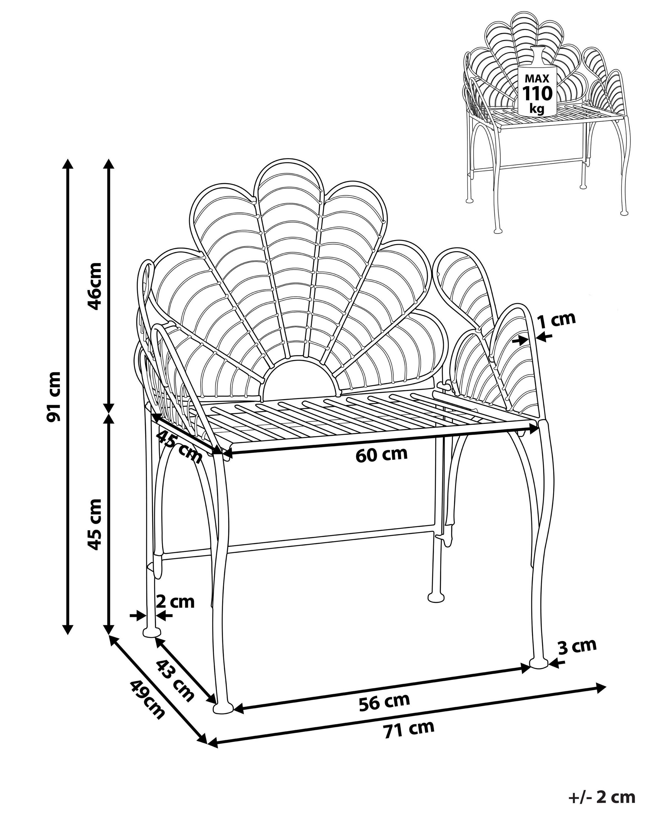 Beliani Chaise de jardin en Métal Rétro LIGURIA  