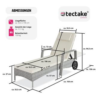 Tectake Bain de soleil aluminium Cassis 6 positions avec roulettes  