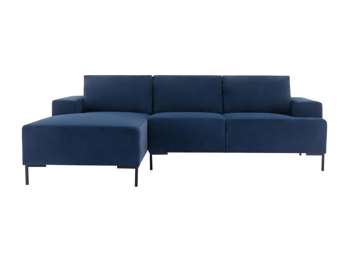 Vente-unique Ecksofa - Ecke links - Samt - Blau - MADALENI  