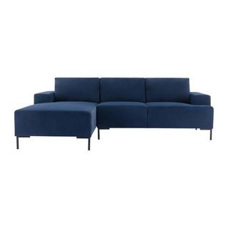 Vente-unique Ecksofa - Ecke links - Samt - Blau - MADALENI  