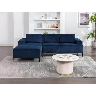 Vente-unique Ecksofa - Ecke links - Samt - Blau - MADALENI  