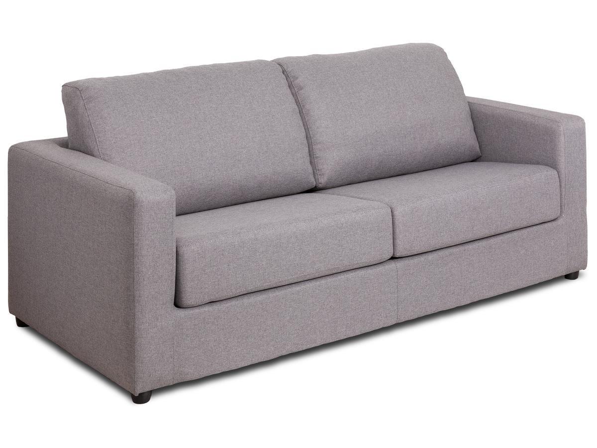 Vente-unique Schlafsofa mit Matratze 3-Sitzer - Stoff - Grau - Liegefläche 140 cm - Matratze 14 cm - DONETO  