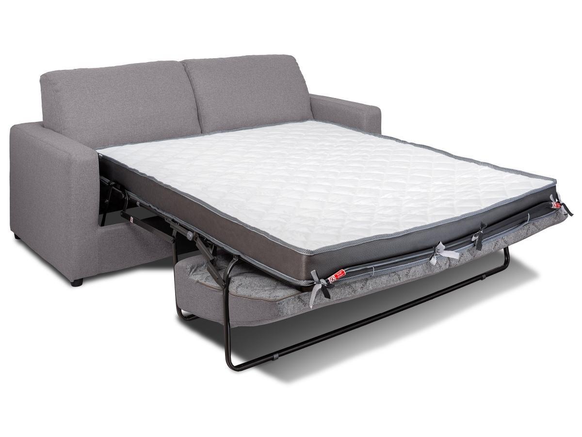 Vente-unique Canapé 3 places convertible express en tissu gris - Couchage 140 cm - Matelas 14 cm DONETO  