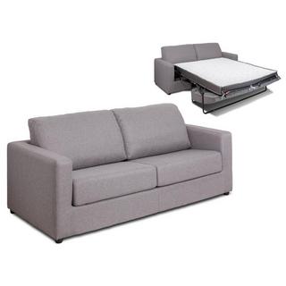 Vente-unique Schlafsofa mit Matratze 3-Sitzer - Stoff - Grau - Liegefläche 140 cm - Matratze 14 cm - DONETO  