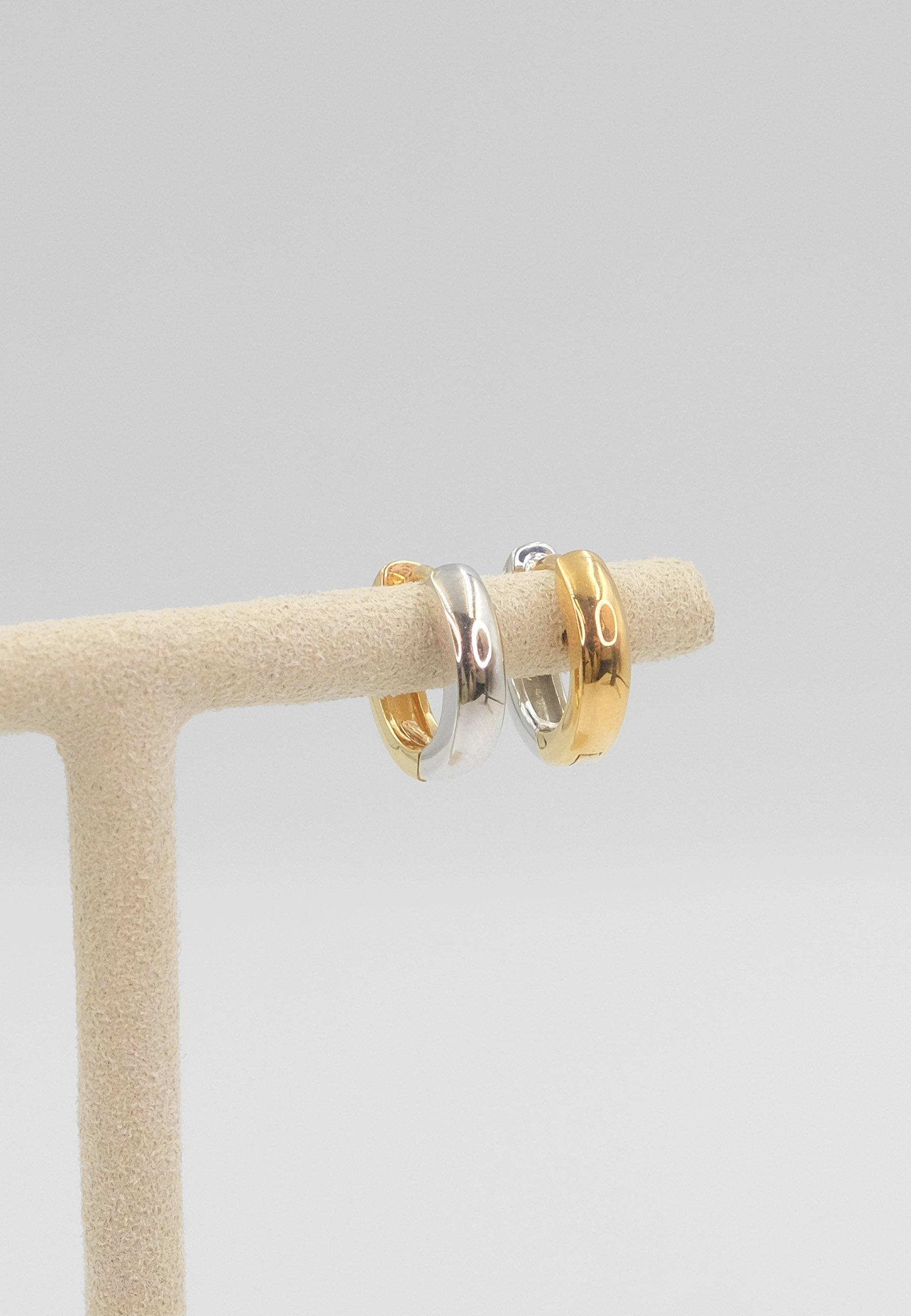 MUAU Schmuck  Creolen Bicolor Gelbgold-/Weissgold 750, 11mm 