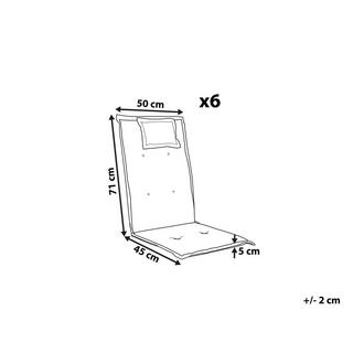 Beliani Gartenstuhlkissen 6er Set aus Polyester Skandinavisch TOSCANA  