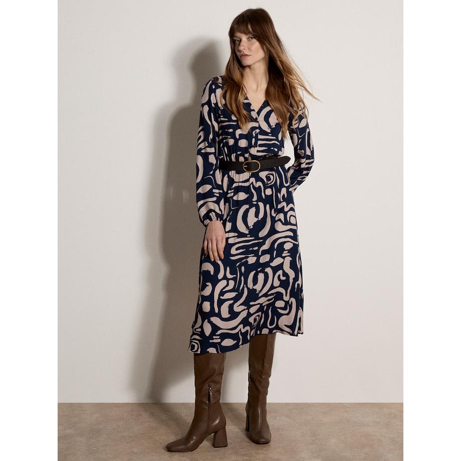 Robe midi à motifs abstraits