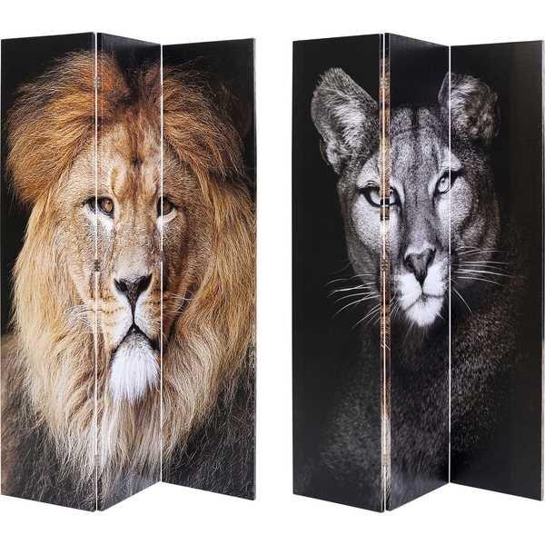 Image of KARE Design Paravent King Lion vs Cat Girl 120x180 - ONE SIZE