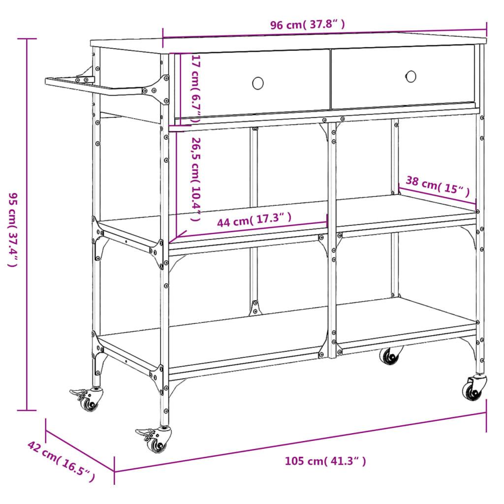 VidaXL Chariot de cuisine bois d'ingénierie  