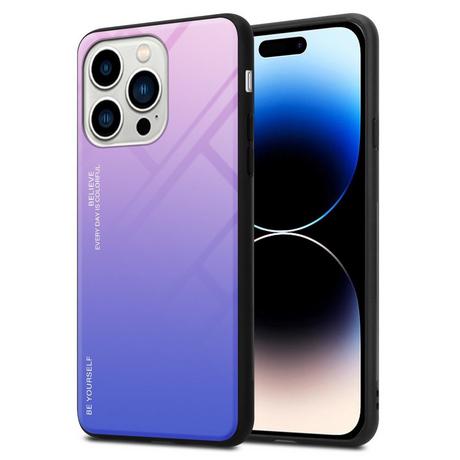 Cadorabo  Housse compatible avec Apple iPhone 14 PRO - Coque de protection bicolore en silicone TPU et dos en verre trempé 