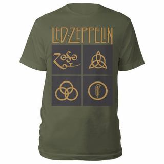 Led Zeppelin Led Zeppelin Gold Symbols Black Square T-Shirt  