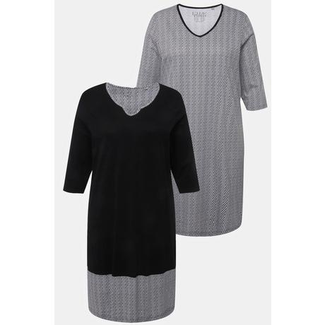 Ulla Popken  Bigshirts, 2er-Pack, Tunika-/ V-Ausschnitt, 3/4-Arm 