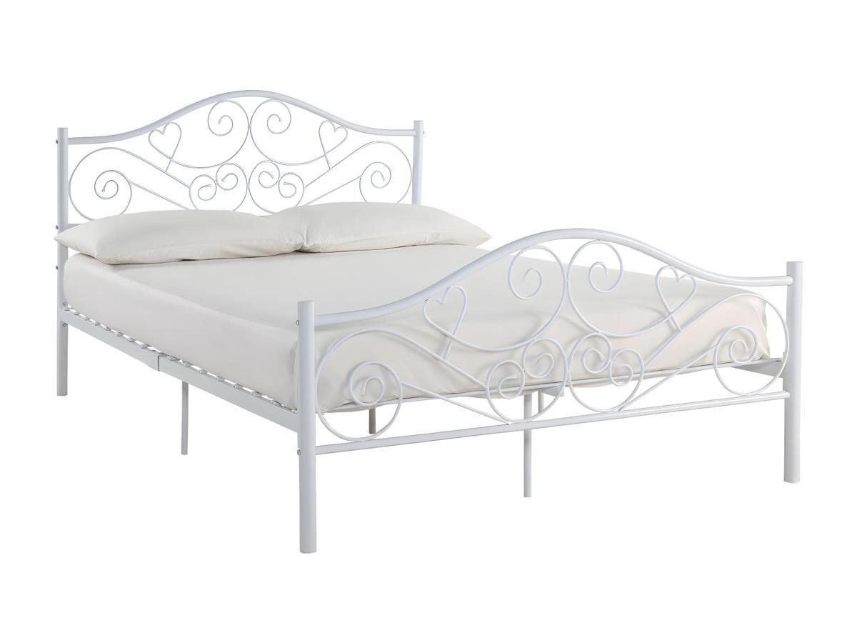 Vente-unique Letto matrimoniale in Metallo Bianco LEYNA  