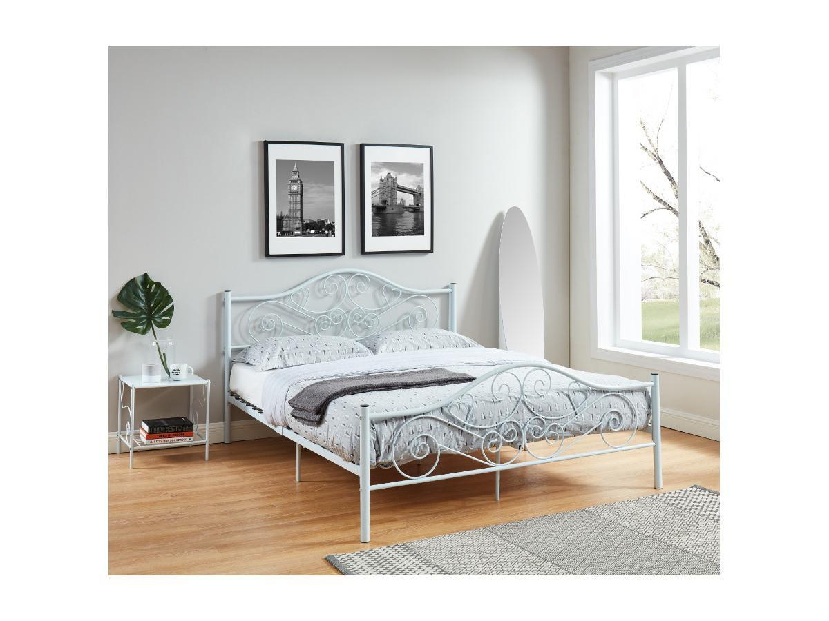 Vente-unique Letto matrimoniale in Metallo Bianco LEYNA  