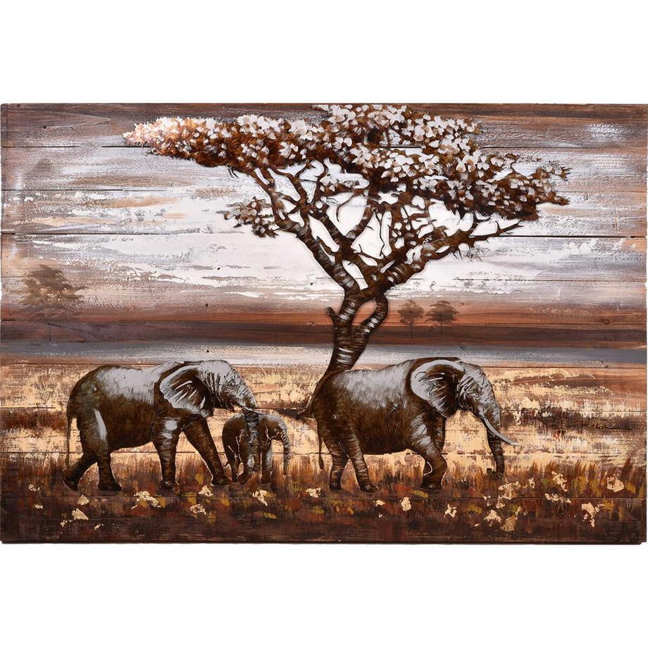 Tableau métallique 3D éléphants Visionik 120x80